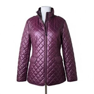 ELLEN TRACY Quilted Lightweight Jacket Burgundy Womens Small